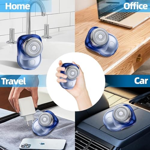 Mini-Shave Portable Electric Shaver, Waterproof Portable Powerful Razor for Travel Office Business Trip Travel-Friendly mini Shaver,USB Fast Charging (Gradient Blue)