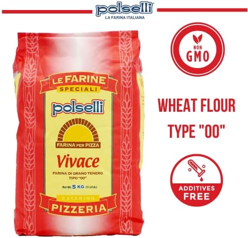 Vivace, Tipo "00" Double Zero Flour, OO Flour, Napoletana, Romana, Traditional Pizza Dough Mix, Pasta, Bread, (5 kg) 11 lbs by Polselli
