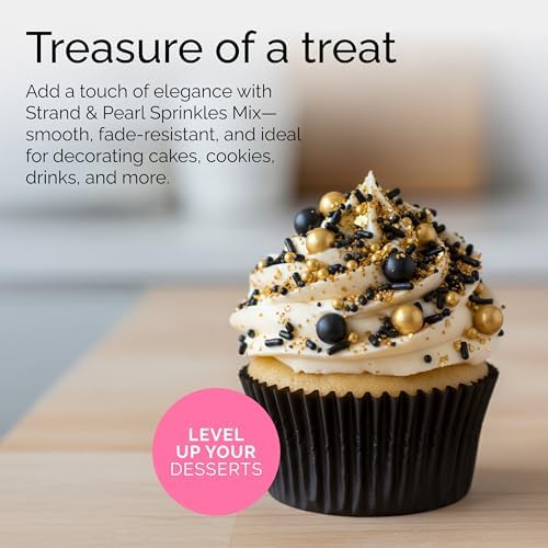 Cake Craft Gold & Black Sprinkles Mix – 3-Pack (100g Each) | Sugar Strands & Sugar Pearls | Luxurious Mixed Sprinkles for Cakes, Cupcakes, Cookies & More