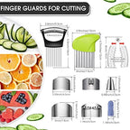 11 Pieces Finger Guard Set for Cutting Include 4 Stainless Steel Knife Cutting Protector 2 Thumb Guard Protector 2 Finger Cots Potato Butter Lettuce Crinkle Cutter Onion Holder Slicer Mandoline Slicer