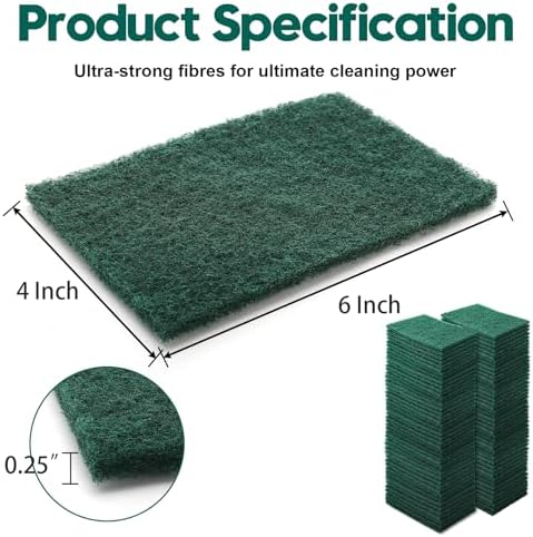 Jucoan 120 Pack Heavy Duty Scouring Pads, 4 x 6 Inch Non-Scratch Scrub Pads, Green Reusable Multipurpose Scrubbing Pads for Kitchen Dish, Metal Grills, Household Bathroom Sink Bathtub