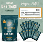 One in a Mill Instant Dry Yeast Packets | Fast Acting Self Rising Yeast for Baking Bread, Cake, Pizza Dough Crust | Kosher | Quick Rapid Rise Leavening Agent for Pastries | 12 Packets