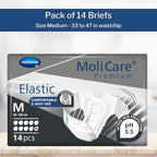 MoliCare Premium Incontinence Brief, 10D - Heavy Absorbency Adult Diaper with Refastenable Tabs - Unisex, Size Medium, 14 Count, 1 Pack