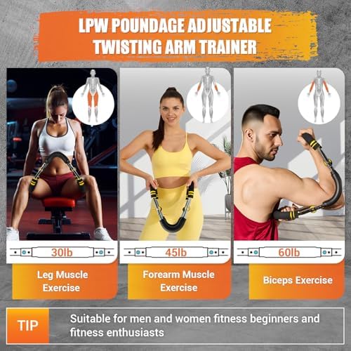 Twister Arm Trainer for Women & Men, 6 Adjustable Resistance Levels(30-120 lb) Chest Trainer with 4 Spring & Training Poster, Chest Workout Equipment for Chest Clip Muscle & Arm Strength