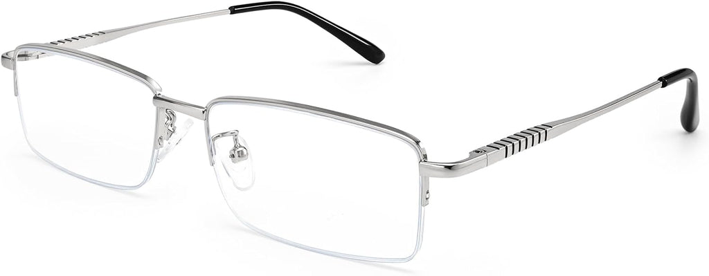 Dollger Rectangle Blue Light Glasses for Men Metal Anti Bluelight Blocking Glasses for Computer Fashion Eyeglasses Small Half