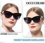 OCCI CHIARI Reading Sunglasses for Women 2.0 Large Reader Sunglasses 1.0 1.25 1.5 1.75 2.0 2.25 2.5 2.75 3.0 3.5 (Transparent, 2.0)