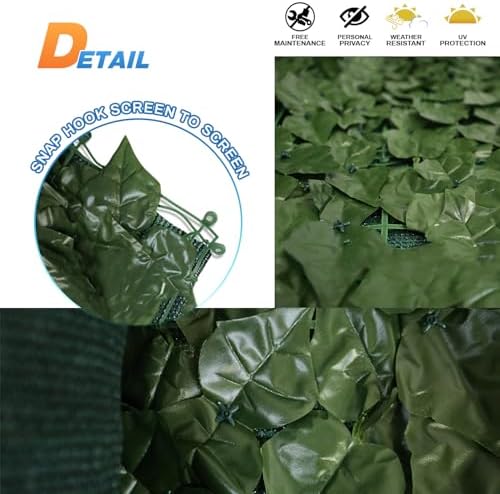 TANG 58"x136"-1piece Faux Ivy Privacy Fence Screen Roll, Artificial Leaf Fence Cover for Balcony Outdoor Decor, Fake Greenery Wall for Patio, UV Resistant, Light Green
