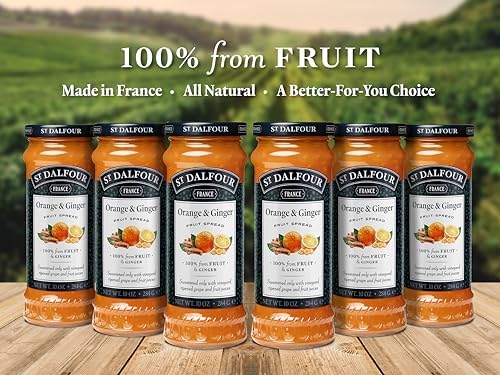 St. Dalfour Ginger & Orange Fruit Spread 6 Pack, 100% from Fruit, No Cane Sugars, No Corn Syrups, 10 oz Jars
