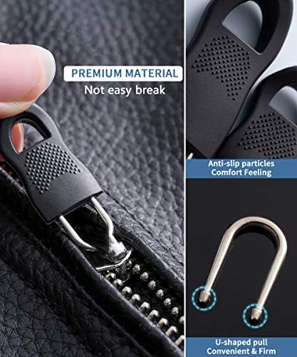 Zipper Pull, Universal Zipper Pull Replacement, Broken Replacement Zippers Pull (20 Pcs), Black Zippers Pull Handle for Jackets, Luggage, Backpacks, Purses, Boots, Pants, Tents, (3 Styles 4 Sizes)
