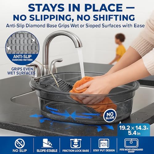 Premium Plastic Hand Wash Basin with Washboard for Delicates, Lingerie & Fine Garments | Portable Laundry Tub for Gentle Hand Washing | Lavadero Para Lavar Ropa a Mano
