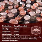 Cherry Blossom Agate Healing Crystal Stone Set - 24 Pieces, 0.6" Natural & Polished Stones for Healing, Meditation, Reiki, Chakra, Crafting & Decoration