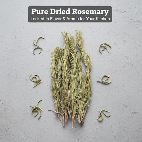 Dried Whole Rosemary Sprigs, 1.24oz(35.0g), Grade Dried Rosemary Sprigs for Baking & Beverages, Spices and Seasonings for Cooking Red Wine, Frying Steak, Pasta and Western Cuisine