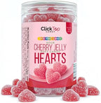 Cherry Jelly Hearts | 18 Ounce Jar | Dye Free Candy | Sour Candy Hearts for Dessert Topping, Gifting, and Holiday Buffets | Classic Soft Cherry Jellies