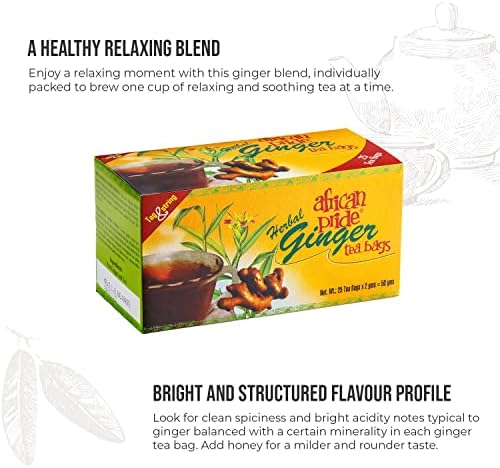 AFRICAN PRIDE - Ginger Tea - Tanzania - Herbal Tea - 25 Tea Bags With String and Tag - 50g