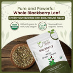 Organic Way Dried Blackberry Leaf Whole (Rubus fruticosus) - European Wild-Harvest | Organic & Kosher Certified | Raw, Vegan, Non GMO & Gluten Free | USDA Certified | Origin - Albania (2 Oz)