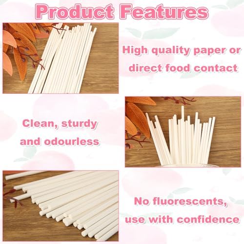 1500PCS 6 Inch White Treat Lollipop Sticks, Paper Cake Pop Sticks, Candy Sticks for Cookies,Rainbow Candy,Chocolate,Cake Topper