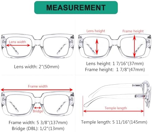 Eyekepper 4 Pack Stylish Reading Glasses Women - Oversized Square Readers Transparent +1.50