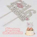 I'm 16th Funny Birthday Pink Rhinestone Cake Topper - Happy 16th Birthday Cheers to 16 Years Old Sixteen Bday Party Metal Sparkly Food Centerpieces Topper Decorations Sign.