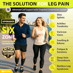 BLITZU Calf Brace for Torn Calf Muscle, Adjustable Neoprene Compression Sleeve for Women, Men, Runners. Support Wrap for Shin Splints, Strain, Tear, Lower Leg Tibia Injury, and Pain Relief. L-XL