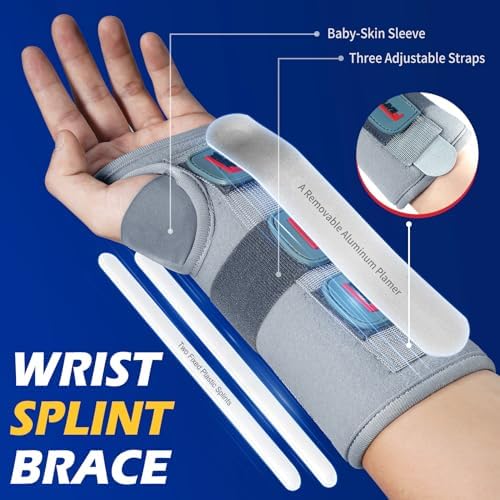 FEATOL Wrist Brace Splint Carpal Tunnel for Women Men, Night Wrist Sleep Support Brace, Left Hand, Medium/Large, Pain Relief for Sprain, Arthritis, Tendonitis