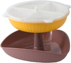 OUNONA Double-layer Rotatable Hot Pot Food Strainer Basket, Plastic Drain Basket Divided Trays for Fruit and Vegetable Washing, Kitchen Storage Organizer for Home Cooking