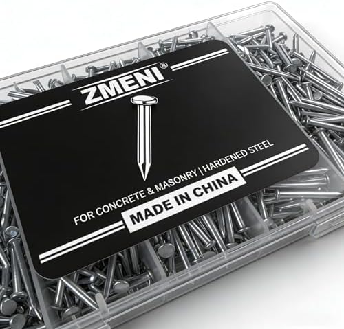¾ Concrete Nails – High Strength Masonry Nails (780 PCS) – Galvanized for Hanging Pictures, Frames, Shelves on Brick, Cement, Wood – Heavy Duty & Bend Resistant