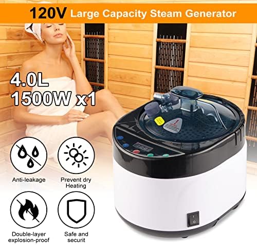 4L Large Capacity Home Sauna Steamer, Portable Steam Generator with Protection for Home Spa, Lightweight Stainless Steel Pot with Timer&Gear Display for Relaxation, with Remote Control