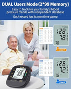 AILE Upper Arm Blood Pressure Machine,High Blood Pressure Monitors for Home use with Adjustable Blood Pressure Cuff - Large LCD Screen,Dual Power Option