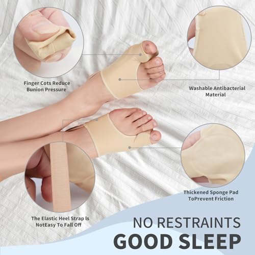 2PCS Bunion Corrector for Women & Men, Big Toe Straightener Splint | Hallux Valgus Pain Relief with Comfortable Pads & Splint,Day & Night Support, Breathable