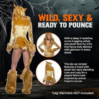 Sexy Lion Costume Adult Womens Halloween Costume: Lusty Lioness Scaredy Lion Bodysuit, Sexy Furry Animal Costume for Women