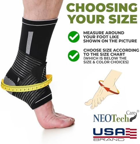 NeoTech Care Adjustable Ankle Support Brace (Black, Size L, 1 Pair)