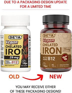 Deva Nutrition Vegan Chelated Iron 29 mg Fortified with B-12 - High Potency, Easy to Swallow - 90 Tablets, 1-Pack