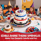 Edible Spider Sprinkles,Black Spider,Hero Sprinkle,Spiderman Sprinkle for Cake,Red Blue Pearls Jimmies and Sanding Sugar Crystals for Desserts Decorating,130g,Cupcakes Cookie Donuts Ice Cream Decorations,Themed Toppers,Birthday,Children's Party Supplies