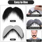 6 Pcs Black Fake Mustaches, Stick On Mustache, Realistic Fake Facial Hair, Novelty Handlebar Fakes Beard for Cosplay Costumes, Theme Party and Halloween