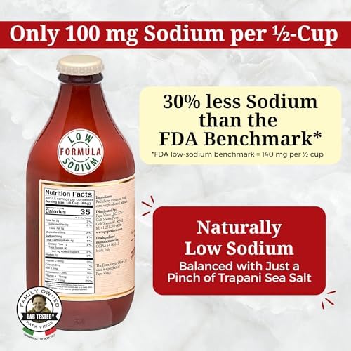 Papa Vince Low Sodium Cherry Tomato Sauce - Made in Italy, 50 mg Sodium per serving, 4-pack, 333g each Glass Jar