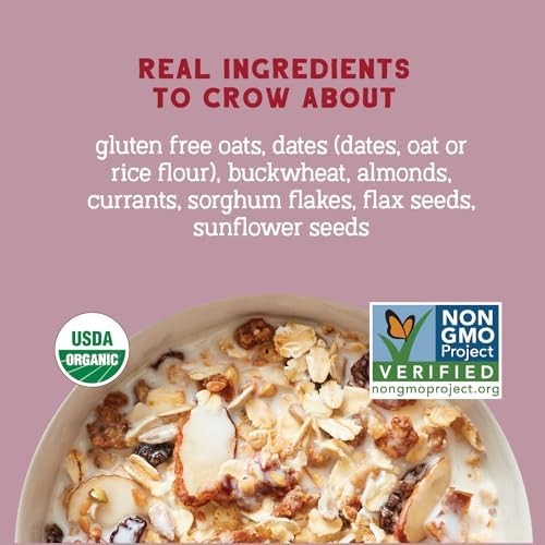 Seven Sundays Organic Muesli Cereal, Farmers Market Almond Date Currant, 12 Oz Bag, Gluten Free, 0g Added Sugar, Enjoy Warm, Cool or as Overnight Oats