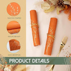 Terracotta Napkins 2- Ply Disposable Dinner Paper Napkin 100 Pcs Gold Foil Leaves Fall Napkins for Dinner Picnic Birthday Wedding Party