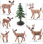 16PCS Deer Figurines Model Trees Kit, Plastic Woodland Animals Toys, Miniature Wild Forest Animal Figures for Christmas Decoration Cake Toppers Party Favors
