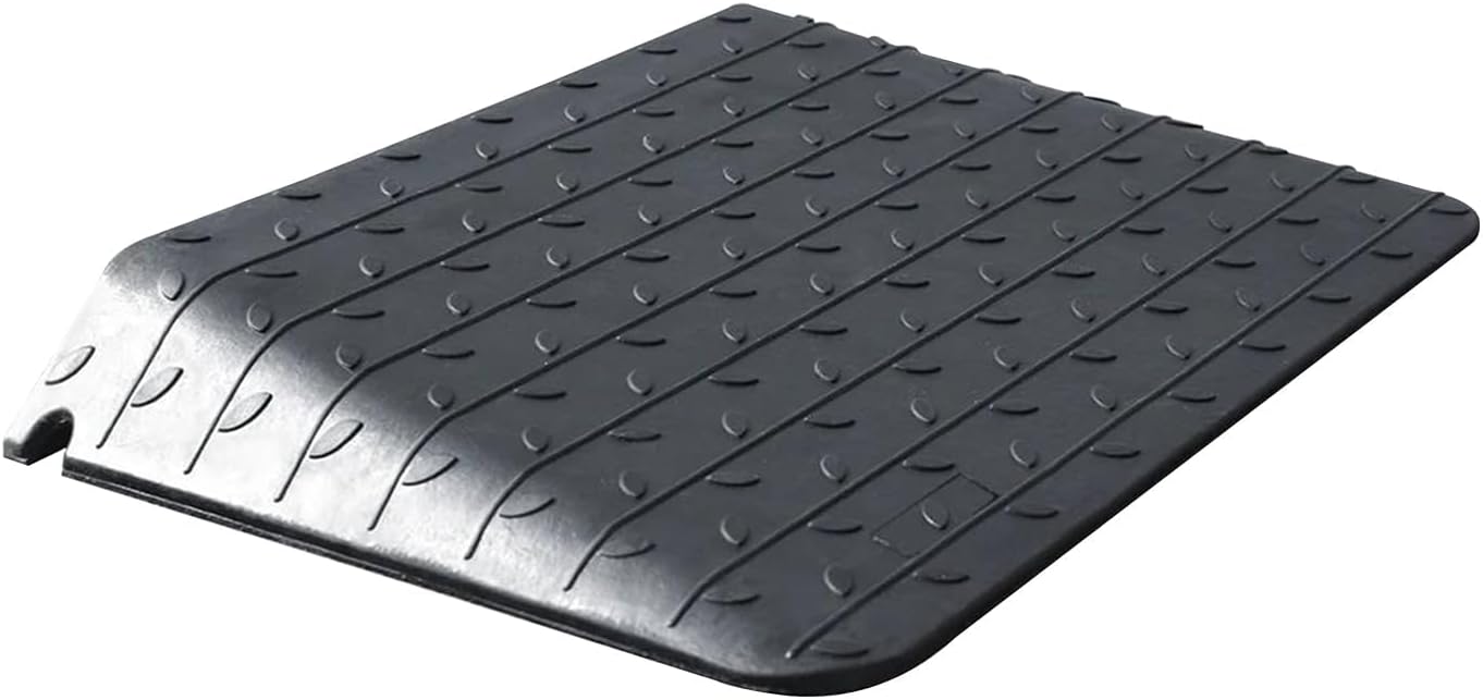 Rubber Wheelchair Threshold Ramp, 1"/1.5"/2"/2.5"/3"/3.5"/4" Rise Options, Wheelchair Ramp 7000Lbs Load Capacity, Non-Slip Textured Surface for Wheelchairs, Scooters (4.0" Rise)