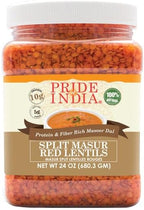 Pride Of India - PACK of 6 - Indian Split Masur Red Lentils - Protein & Fiber Rich Masoor Dal, 1.5 Pound Jar