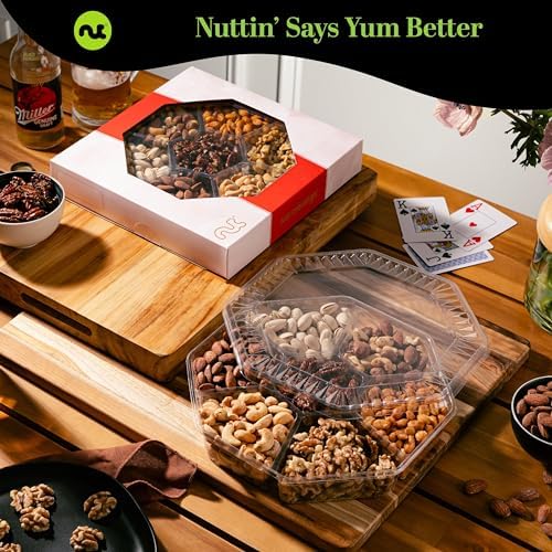 NUT CRAVINGS - Easter Mixed Nuts Gift Basket in Red Gold Box (7 Assortments, 1 LB) Treats for Adults, Food Arrangement, Healthy Snack Care Package, Kosher