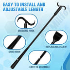 35" Long Shoe Horn for Seniors, Dressing Stick, 2 in 1 Long Handle Shoe Horn, Extended Dressing Aid for Socks, Shirts, Pants, Back Scratcher, Shoes Helper Stick for Senior, Elderly, Disabled