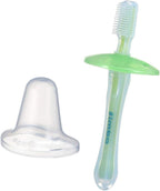 Simba Soft Bristle Silicone Baby Toothbrush with Milk Residue/Fur Scrubber. (Green)