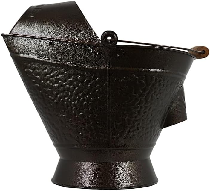 Coal Hod Bucket - Antique Bronze - Decorative Appeal - for Fireplace & Pellet Stove Ashes - Easy Hopper Filling - Lightweight