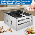 2-Layer Rice Noodle Roll Steamer, with Extra Steam Tray, Stainless Steel Top Open Rice Roll Steamer, for Home Use, Chinese Cheung Fun Cuisine Recipes Cookware, for Stove, Induction Cooktop