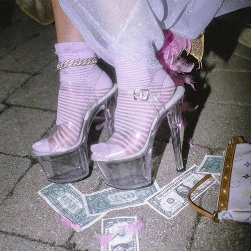 WUXIN H&P Women's 7 Inch Clear Platform Heels - Ankle-Strap Sexy Pole Dance High Heel, Exotic Dancer Shoes Stiletto 17CM