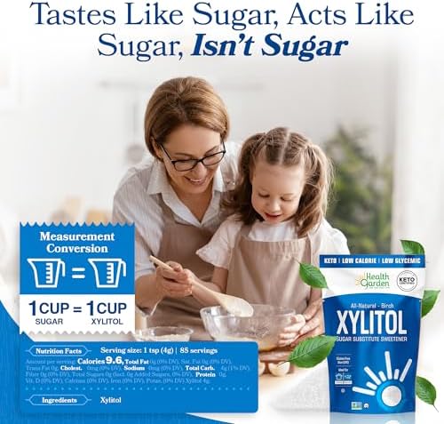 Health Garden Birch Xylitol Sweetener, 15 oz Bag – 100% Birch-Derived Xylitol Sugar Substitute for Baking & Coffee, 1:1 Sugar Replacement, Supports Teeth, Keto, Vegan, Non-GMO