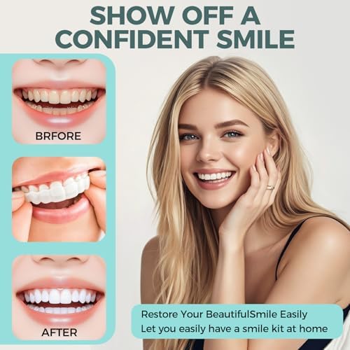 Temporary Snap on Veneers, Natural Looking False Teeth Dentures for Men and Women, Comfortable Fit for Upper and Lower (White)
