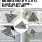 CALBEAU Baseboard Cleaner Tool with Handle, Folding Wall Mop with 86" Extension Pole, Swivel Wall Cleaner Mop with Squeegee, 8 Reusable Pads for Baseboard, Wall, Ceiling, Window, Floor, Furniture