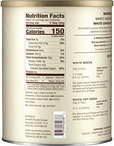 Ghirardelli Sweet Ground White Chocolate Flavor Powder, 3.12 lbs.